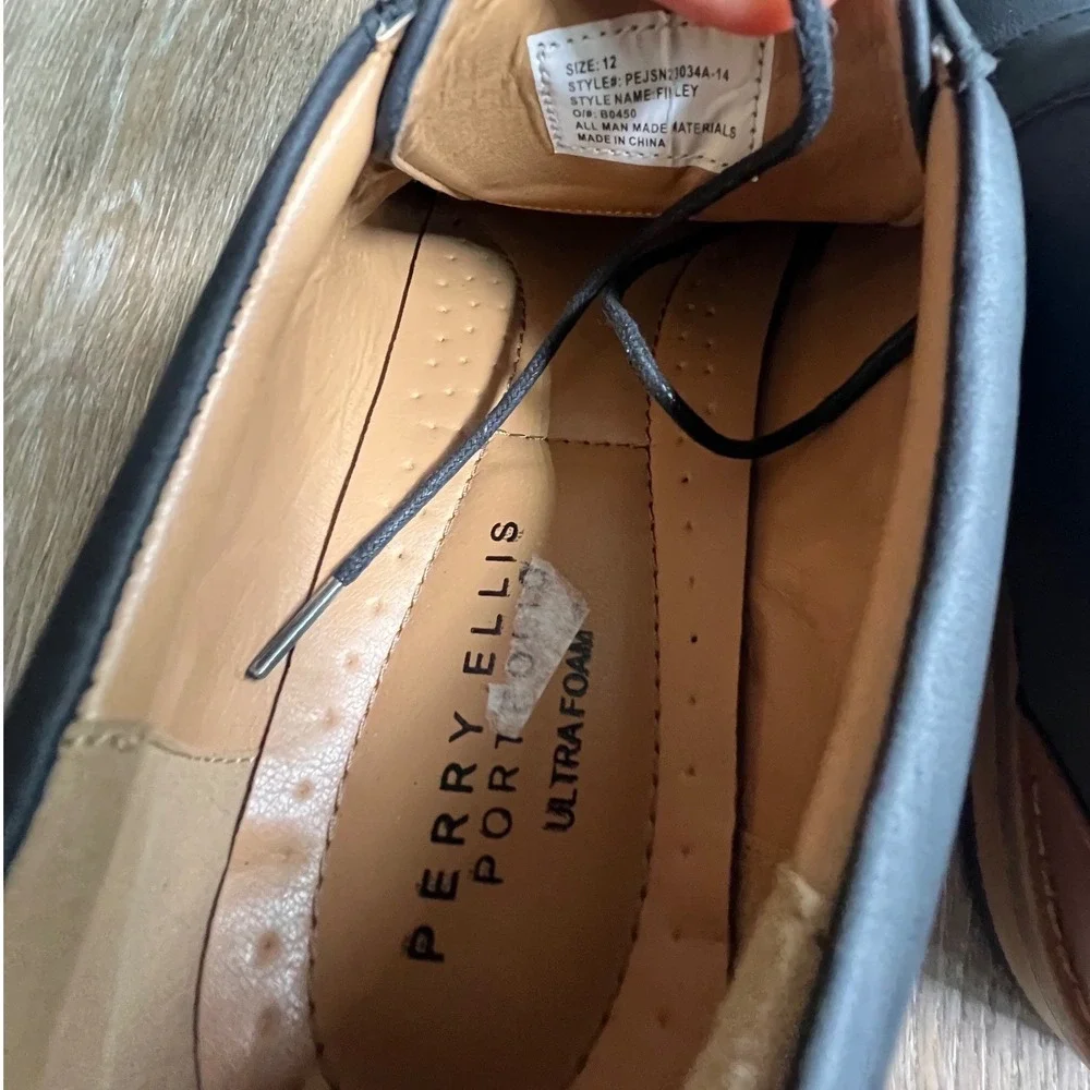 Perry‎ Ellis Portfolio Finley Dress Shoes Mens 12 Black Brown Two Tone Derby